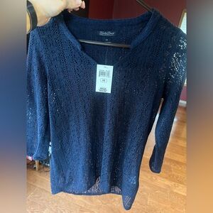 Navy XS LUCKY brand NWT crochet lace top